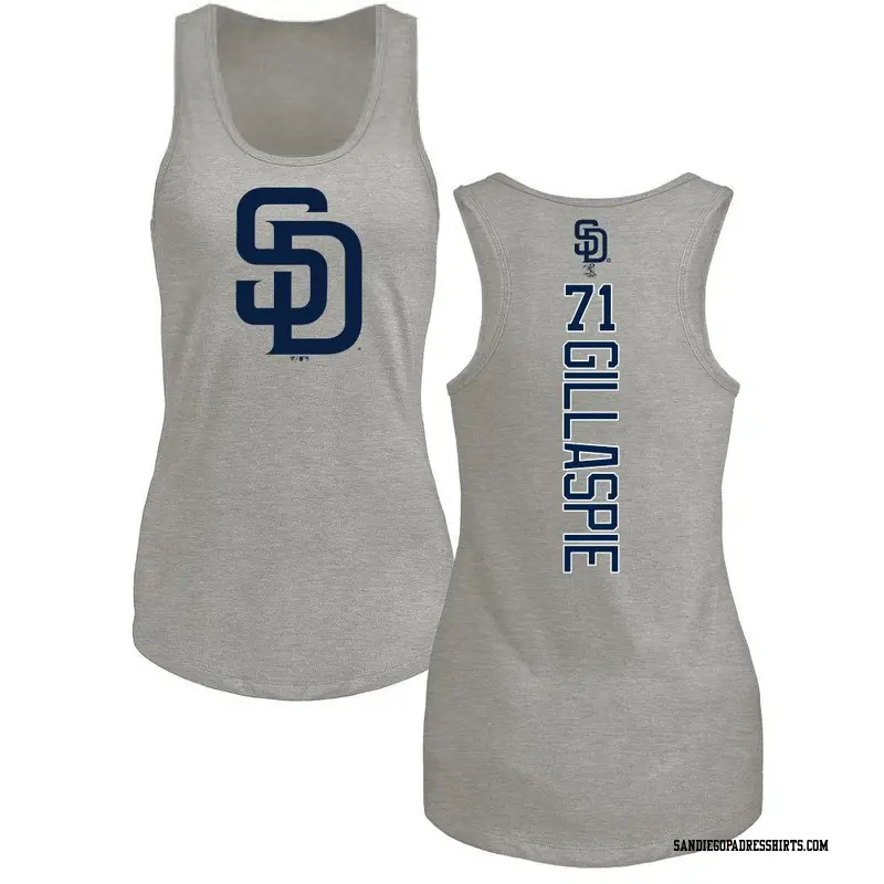 Women's San Diego Padres ＃71 Logan Gillaspie Ash Backer Tank Top