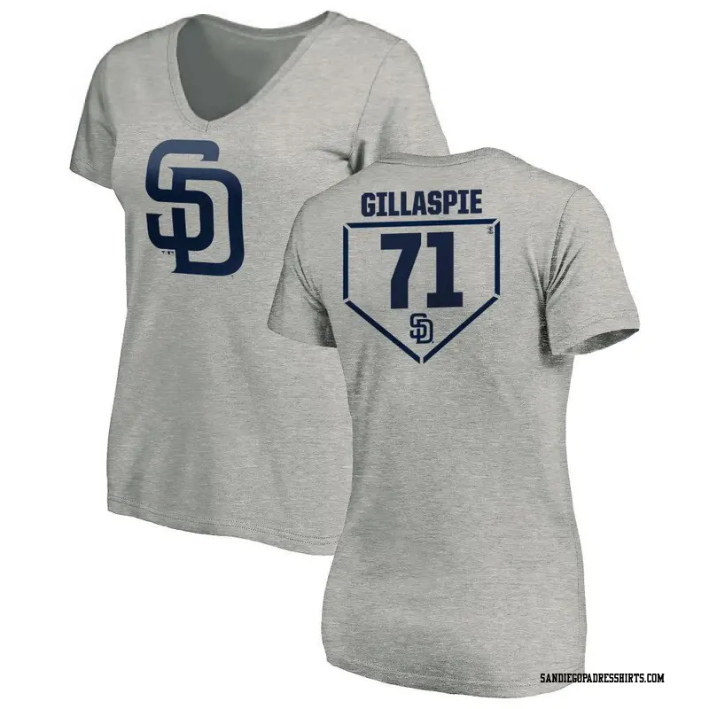 Women's San Diego Padres ＃71 Logan Gillaspie Gray RBI Slim Fit V-Neck T-Shirt Heathered