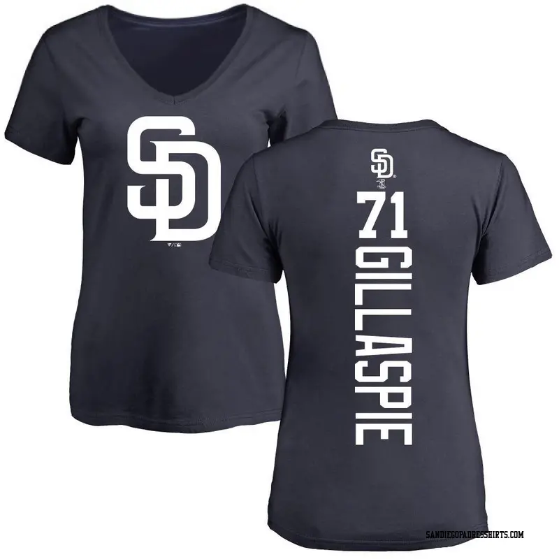 Women's San Diego Padres ＃71 Logan Gillaspie Navy Backer Slim Fit T-Shirt