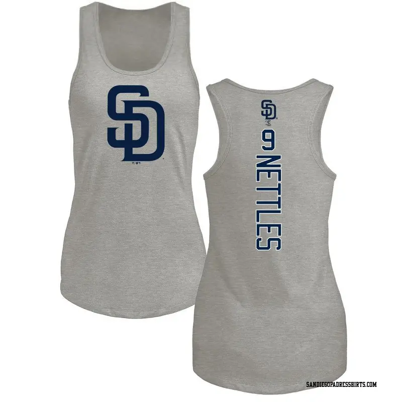 Women's San Diego Padres ＃9 Graig Nettles Ash Branded Backer Tank Top