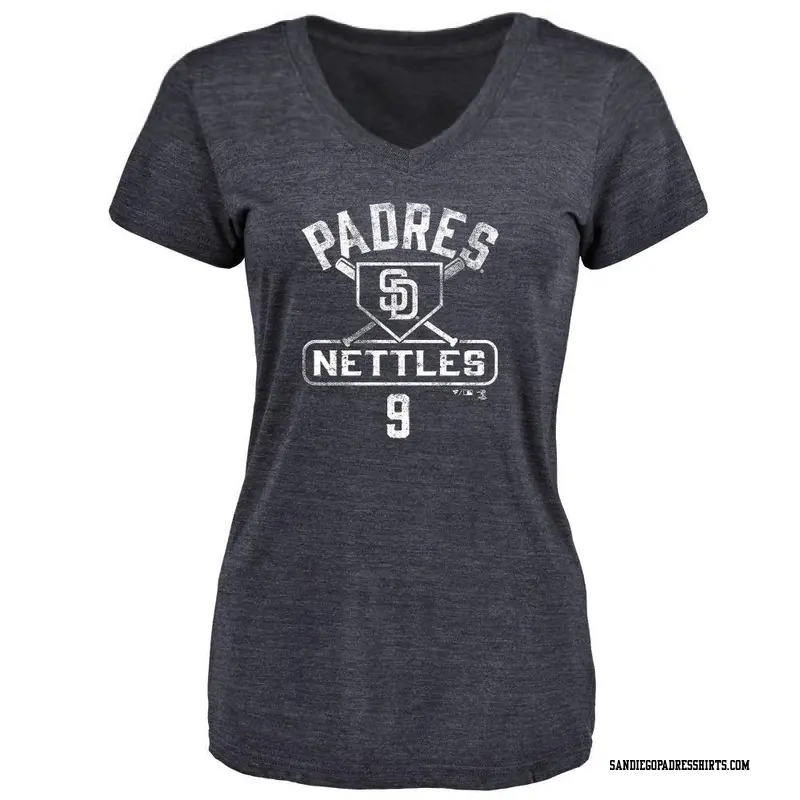 Women's San Diego Padres ＃9 Graig Nettles Navy Branded Base Runner T-Shirt