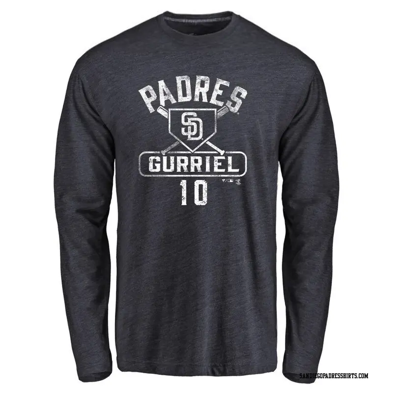Youth San Diego Padres ＃10 Yuli Gurriel Navy Base Runner Long Sleeve T-Shirt