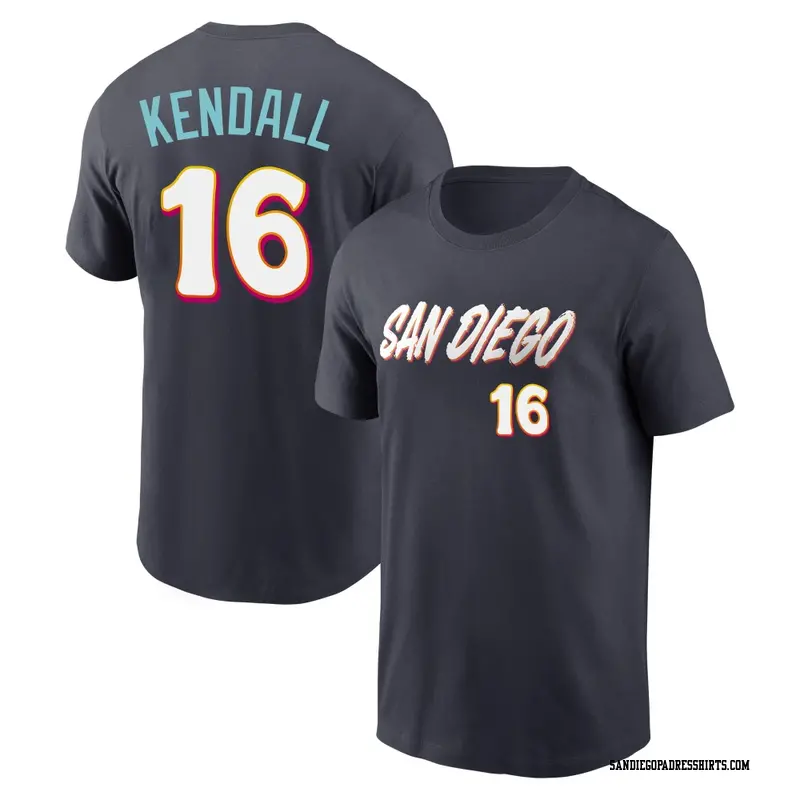 Youth San Diego Padres ＃16 Fred Kendall Navy 2026 City Connect Name & Number T-Shirt