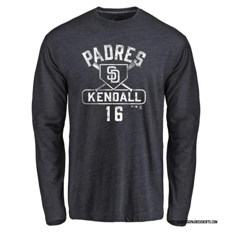 Youth San Diego Padres ＃16 Fred Kendall Navy Branded Base Runner Long Sleeve T-Shirt