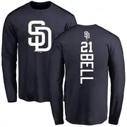 Youth San Diego Padres ＃21 Heath Bell Navy Backer Long Sleeve T-Shirt