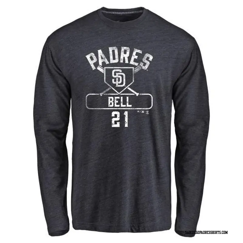 Youth San Diego Padres ＃21 Heath Bell Navy Branded Base Runner Long Sleeve T-Shirt