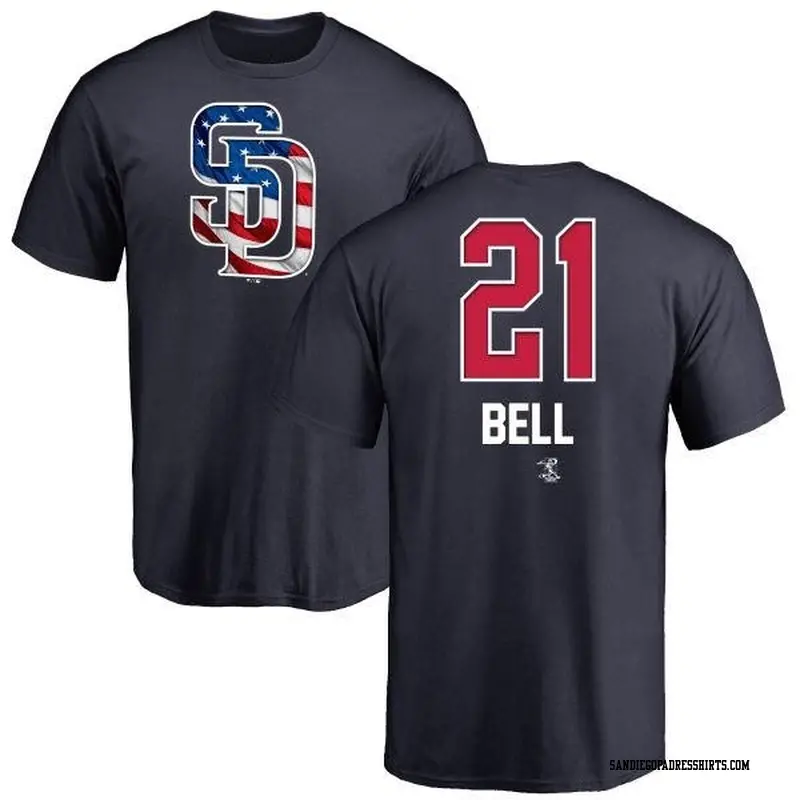 Youth San Diego Padres ＃21 Heath Bell Navy Branded Name and Number Banner Wave T-Shirt