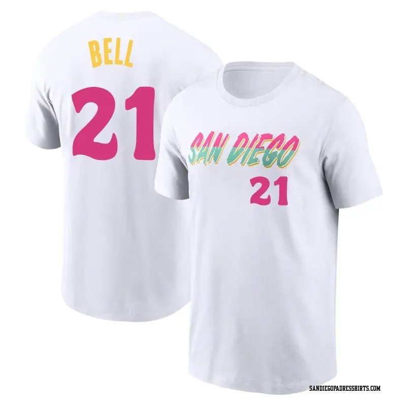 Youth San Diego Padres ＃21 Heath Bell White 2022 City Connect Name & Number T-Shirt