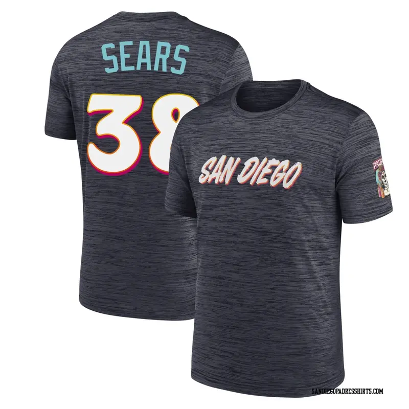 Youth San Diego Padres ＃38 JP Sears Obsidian 2026 City Connect Game Day Velocity Name & Number T-Shirt