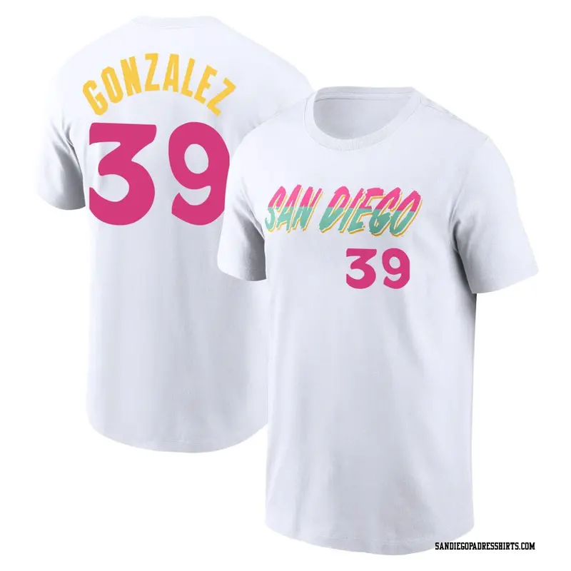 Youth San Diego Padres ＃39 Oscar Gonzalez White 2022 City Connect Name & Number T-Shirt